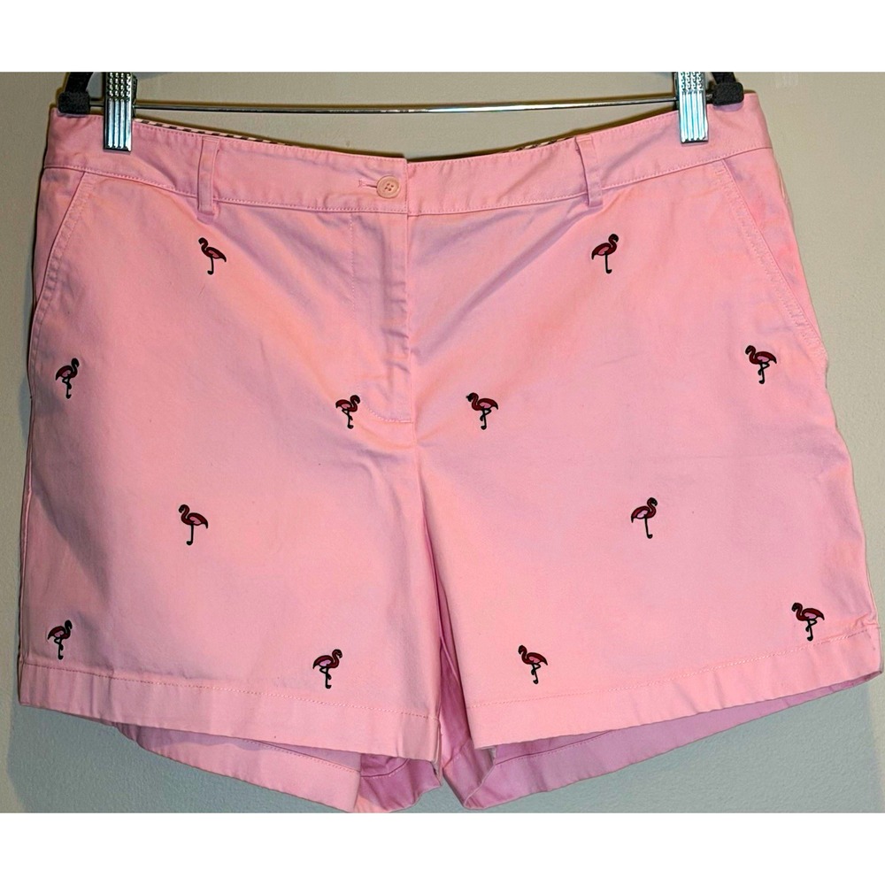 Brooks Brothers Women's 16 Pink Flamingo Chino Twill Shorts 5" Pockets Stretch